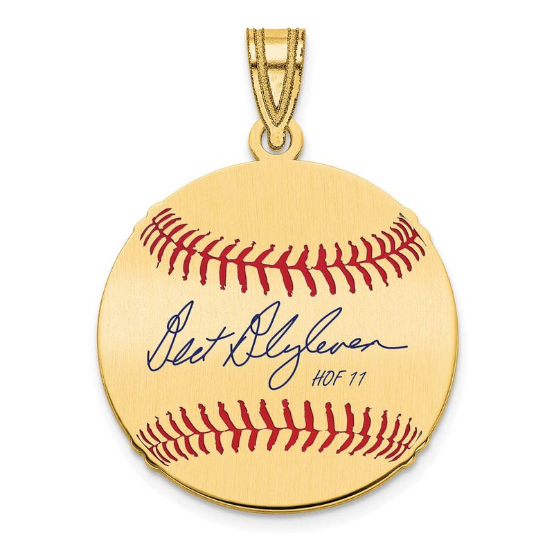 14k Gold Plated Bert Blyleven Signature Sm Enamel Baseball Pendant
